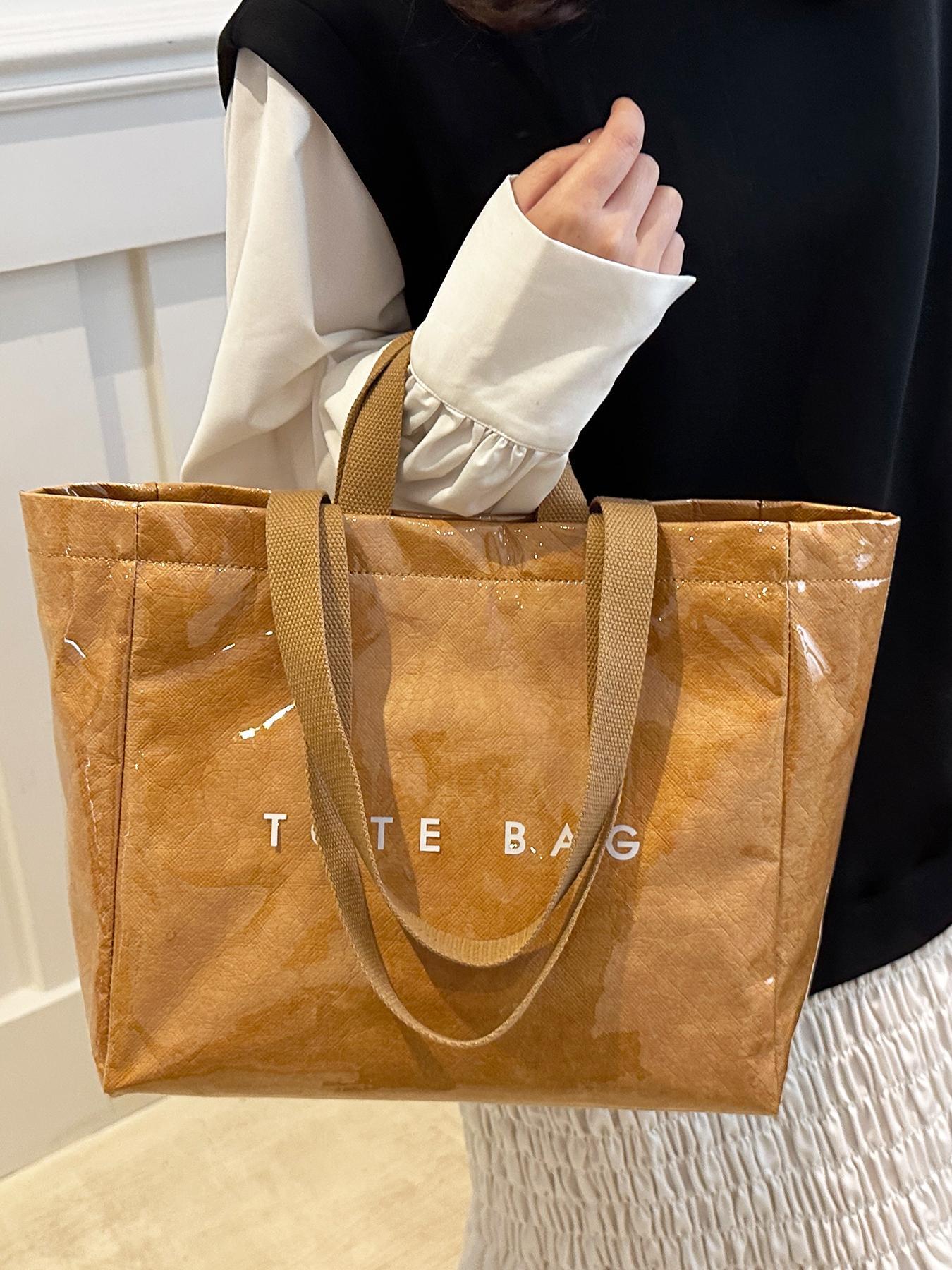 Women's Solid Color Tote Bag, Fashionable Large Capacity Shoulder Bag for Work & Daily Used, Casual Trendy Versatile High-quality Daily Commuting Bag