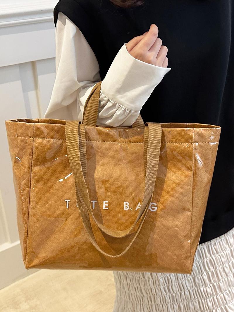 Women's Solid Color Tote Bag, Fashionable Large Capacity Shoulder Bag for Work & Daily Used, Casual Trendy Versatile High-quality Daily Commuting Bag