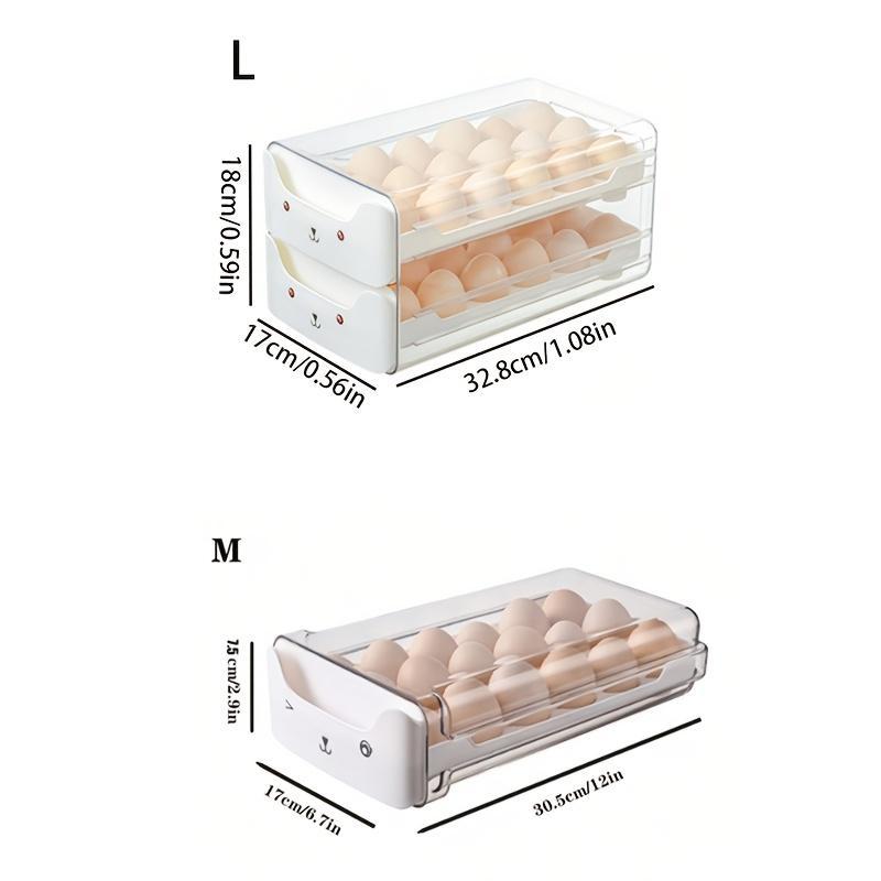 1pc 18/36 Compartment Drawer-Type Egg Rack, Transparent Rectangular Stackable Egg Box, Kitchen Supplies