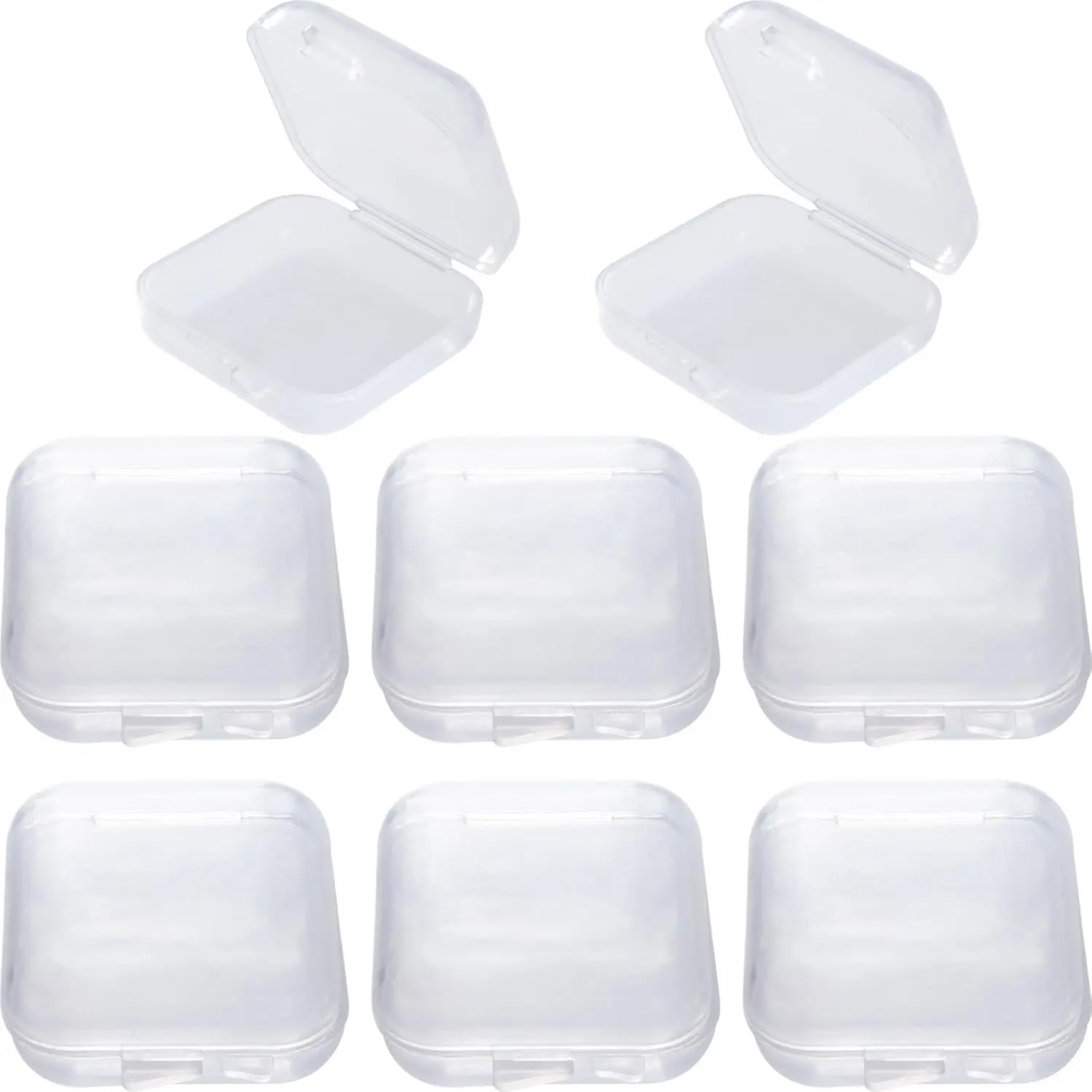 6pcs Clear Plastic Ear Plug Cases, 1.8cm Thicken Mini Jewelry Storage Cases, Small Portable Square Bead Storage Box Organizer for Earplugs Necklaces Handicrafts