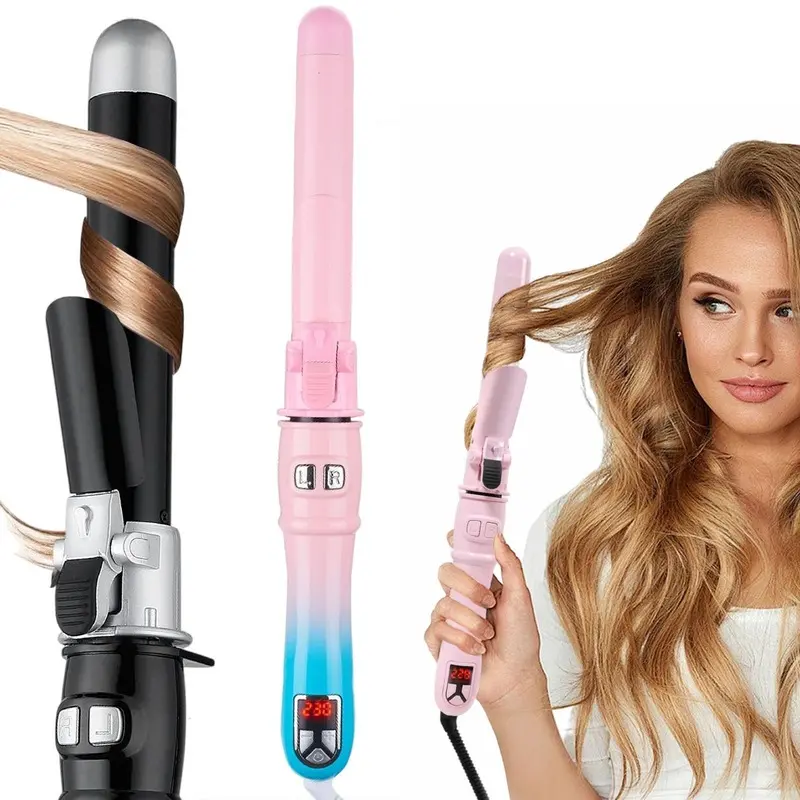 Automatic rotating curling iron, electric curling iron, large wave hairstyle automatic curling wand, create large wave style wool curls, portable heated hairstyle design tool, safe heated curling iron, curling iron, curling hair care products