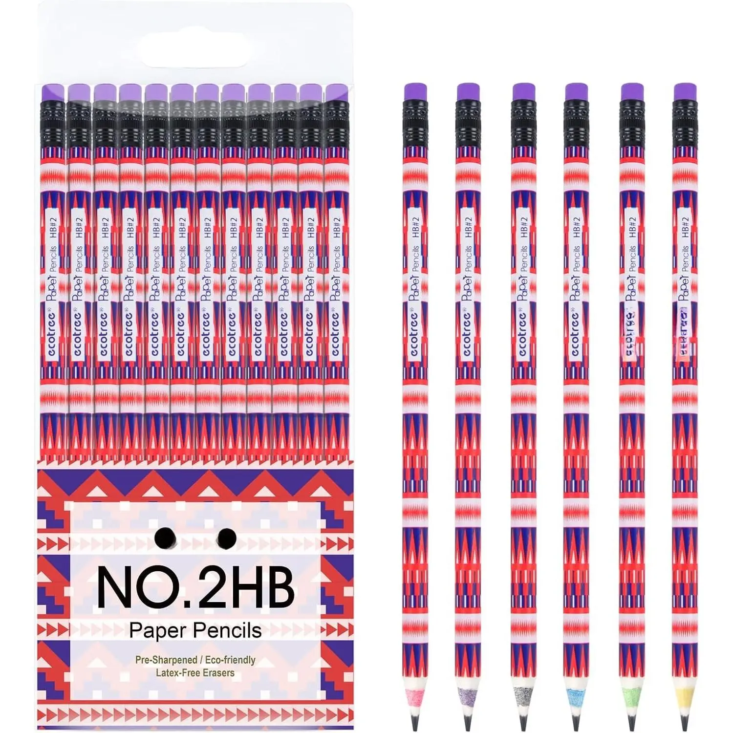 Pre-Sharpened #2 Paper Pencils,  to School Supplies, 12 Count | Graphite Number 2 Pencils for  Students, Latex-Free Eraser, Smooth Writing, Drawing, Sketching, Classroom Gifts