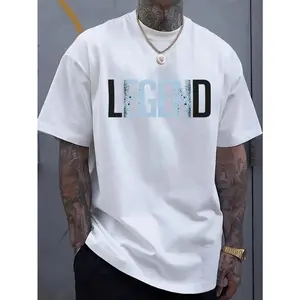 Men’s Legend Letter Graphic T-Shirt, Minimal Typography Print Crew Neck Tee, Casual Short Sleeve Top, Soft Breathable Fabric, Modern Streetwear Style, Comfortable Everyday Wear for Spring Summer