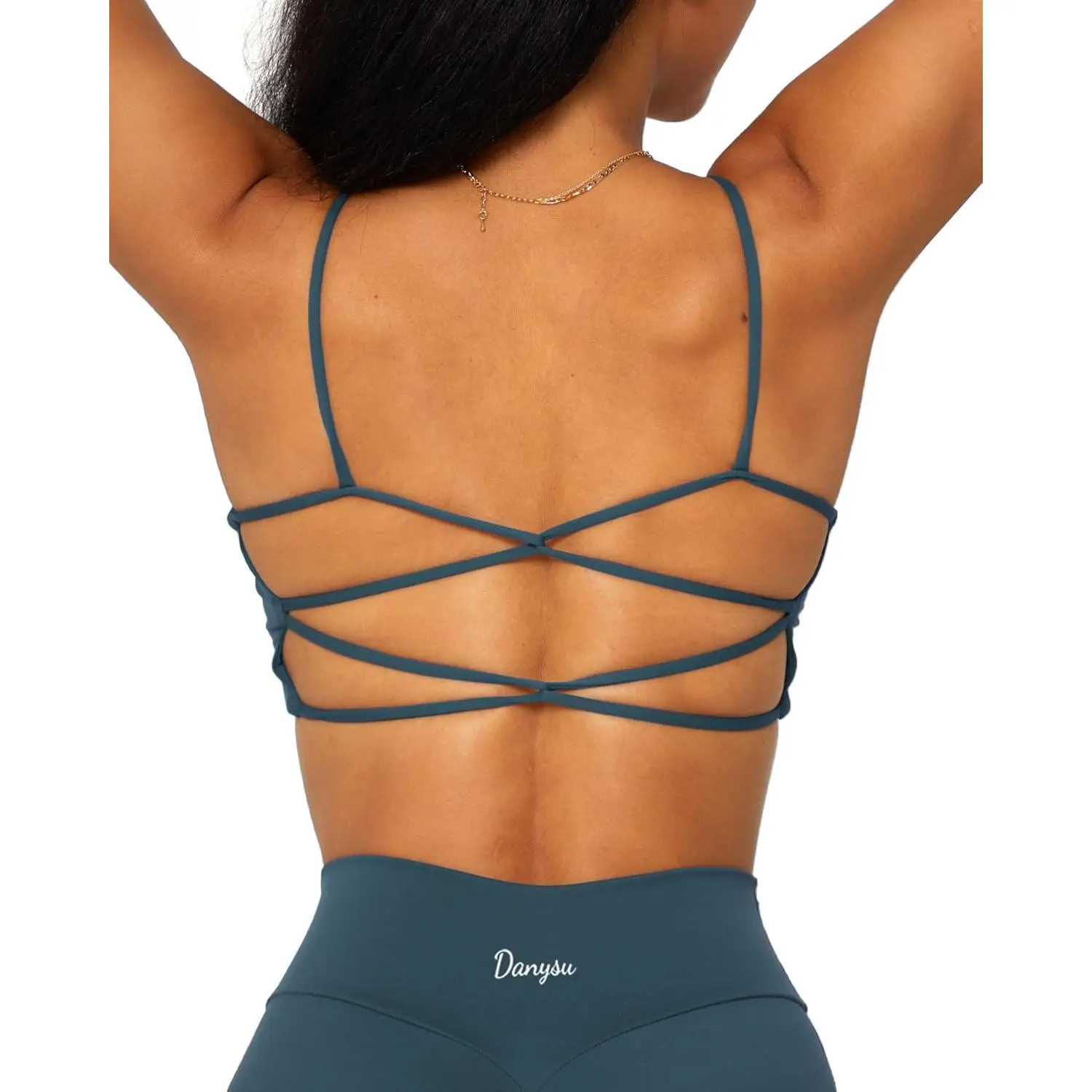 2026 Danysu Backless Sports Bra Soft Workout Tops with Removable Padded Yoga Training Bras Strappy Going Out Top