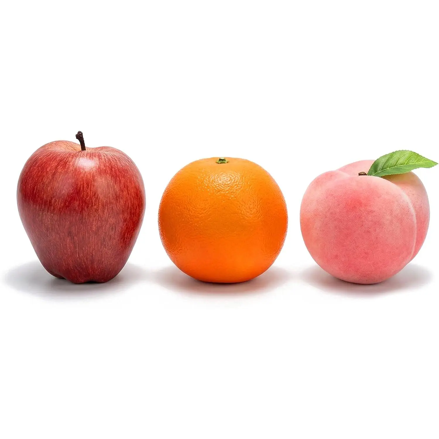 Fruit  Set – 3 count Realistic Orange,  & Peach Faux Fruits Decoration for Refrigerator, , Kitchen, Party, Wedding, & Photography Props