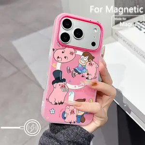 Gravity Falls Cartoon Smartphone Casing - Soft TPU Matte Handheld Cellphone Case with Double-Layer Magnetic Back, Compatible with iPhone 17,16E,16,15,14,13,12,11 Pro Max,Air,XR,XS,X,7,8 Plus Devices