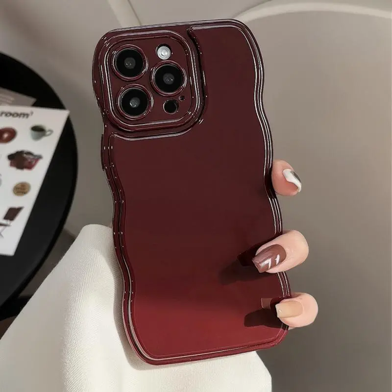 Retro Wave Edge Design Phone Case, Solid Color Phone Protective Cover, Shockproof Phone Cover, Shockproof Protector, Phone Accessory Compatible with iPhone 11 12 13 14 15 Pro Max, Casing, Smartphone Casing