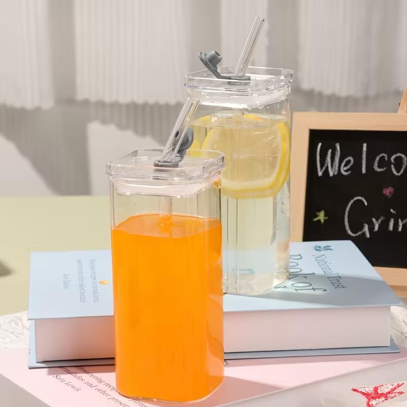 4 Pack Large Capacity Glass Drinking Cups 930ml Bamboo Lids Plastic Lids Stainless Steel Straws Cleaning Brushes For Iced Coffee Smoothie Juice Mugs