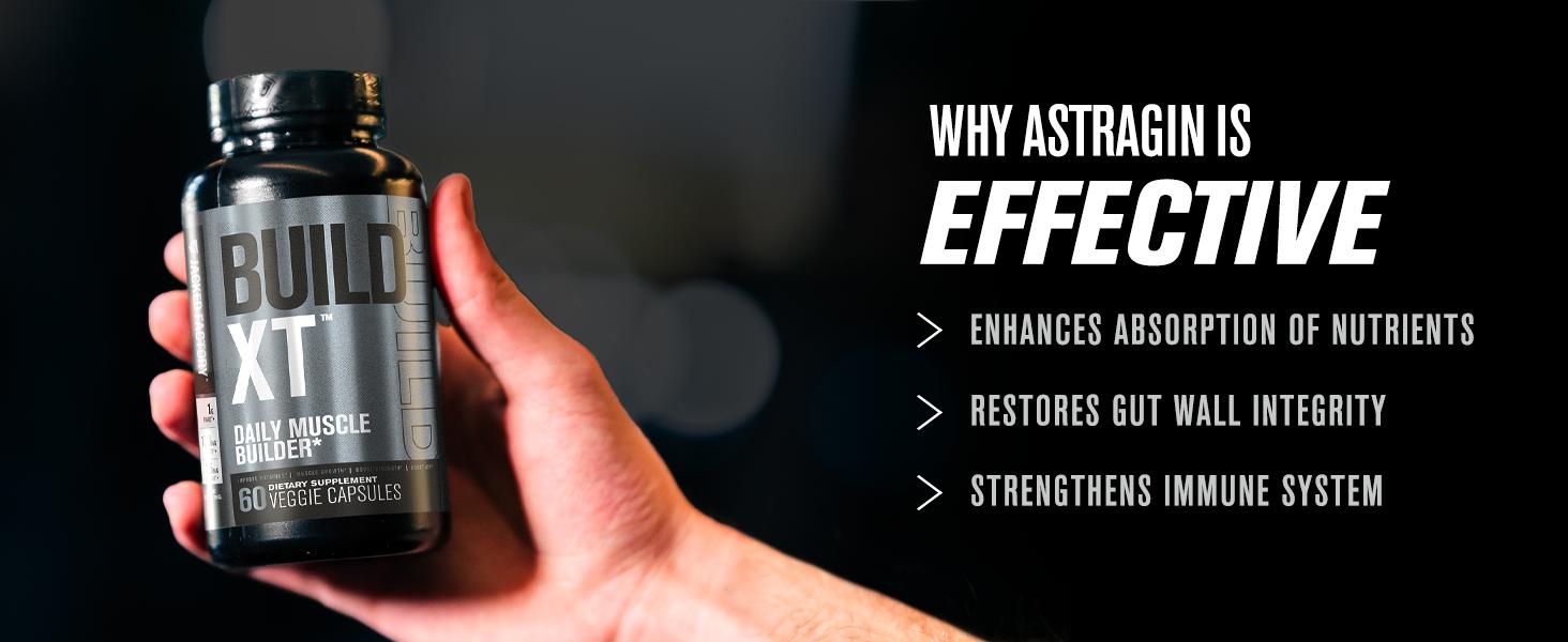 Build-XT Daily Muscle Builder & Performance Enhancer - Muscle Building Supplement for Muscular Strength & Growth| Trademarked Ingredients Peak02, ElevATP, & Astragin - 120 Veggie Pills