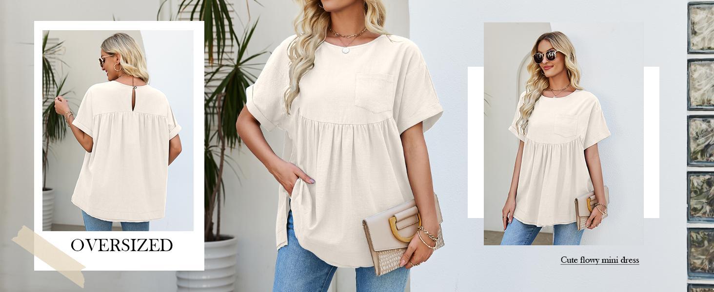 Imily Bela Womens Summer Babydoll Tops Casual Loose Fit Peplum Oversized Tunic Shirts Imily Bela Womens Summer Babydoll Tops Casual Loose Fit Peplum Oversized Tunic Shirts