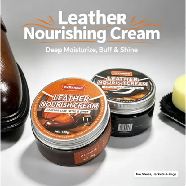 Leather Nourish Cream Shoe Polish Kit, Deep Conditioning Leather Care Balm for Shoes, Leather Jackets & Handbags, Fast Shine, Soften & Moisturize Leather