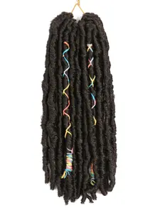 Lehanhair 12 Inch Faux Locs Crochet Hair Soft Locs Wavy Dreadlocks Crochet Braids Natural Black Pre-Looped Crochet Hair for Women