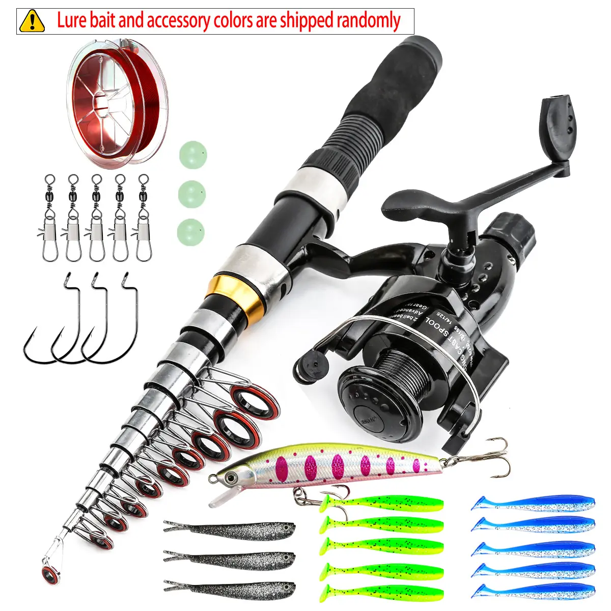 Lure Fishing Rod Set, 2.1m & 2.3m Rods, Large Reel, Lure Accessories, Portable Rod Bag, Ready to Fish Out of Box, Fishing Pole Combo, Complete Tackle Set
