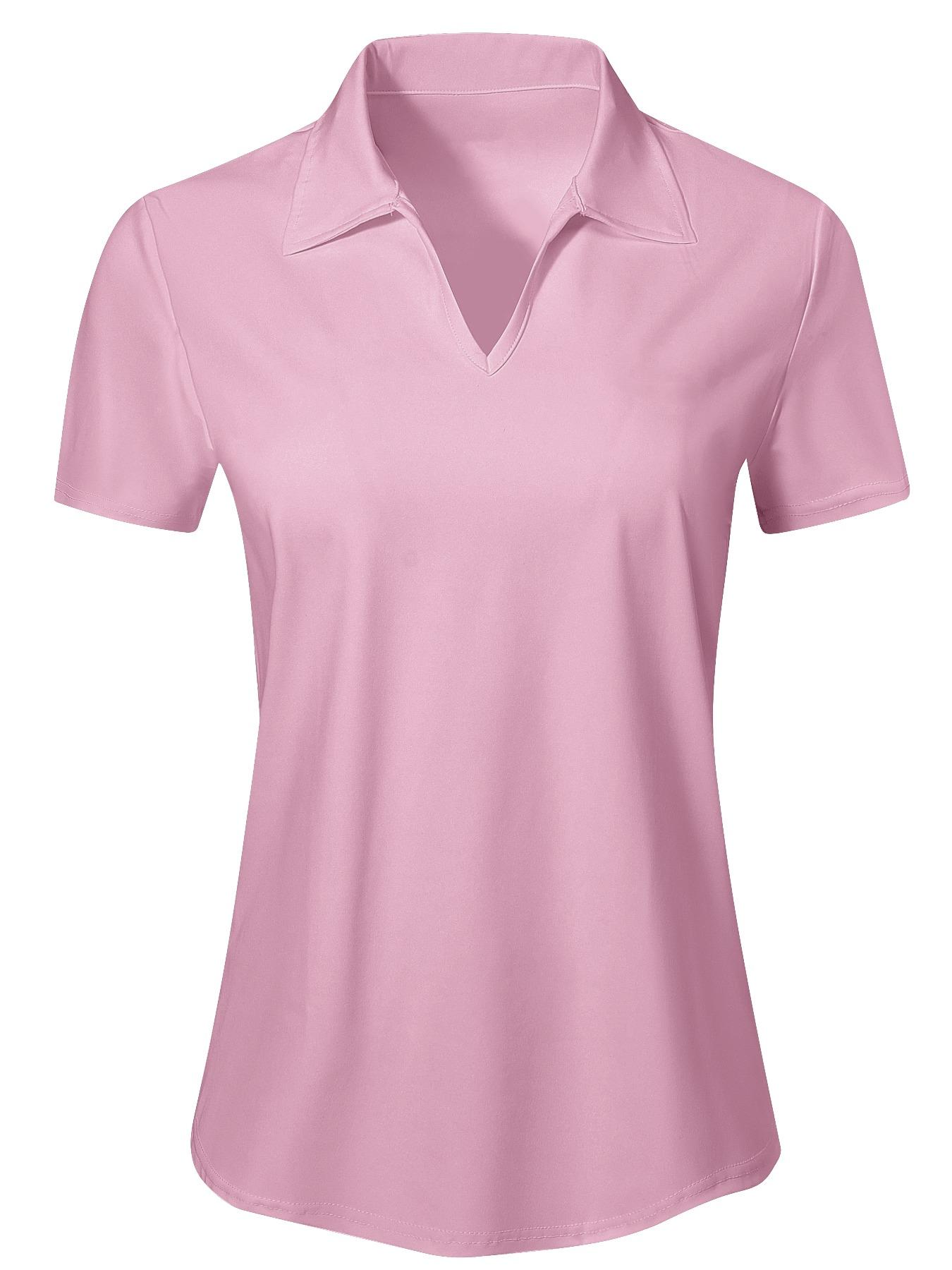 Women's Solid Color Sports Polo Shirt, Breathable Comfortable Short Sleeve Collared Top for Golf Baseball Tennis, Ladies Summer Sportswear, Quick Dry Activewear
