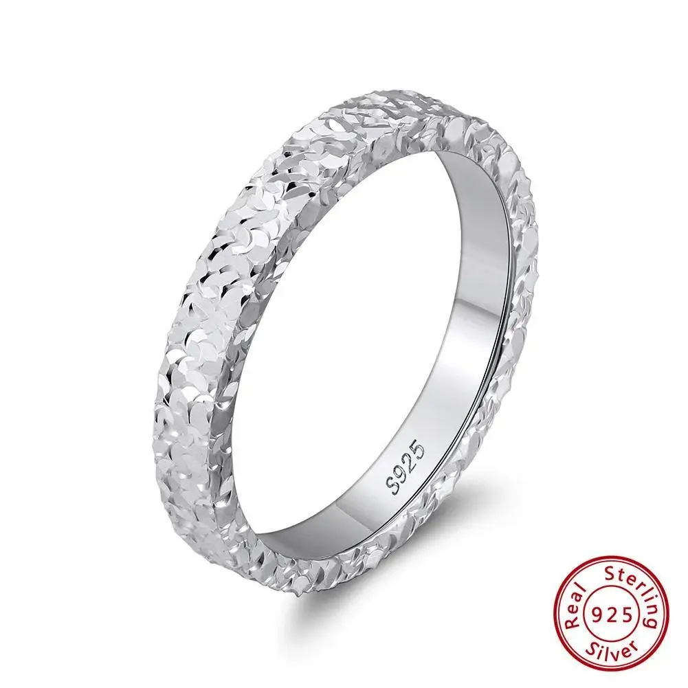 Unisex Real 925 Sterling Silver Shiny Finish Ring, Classic Exquisite Fashion Jewelry for Daily Wear & Wedding, APR34