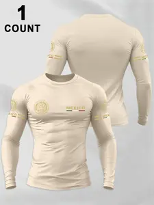 Men's Long Sleeve Round Neck T-Shirt Jersey Tee, Eagle Print Letter Mexico Graphic Design, Polyester Material, Slight Stretch, Casual Sports Spring & Fall Wear, Casual Sporty Top, Casual Sports Tops