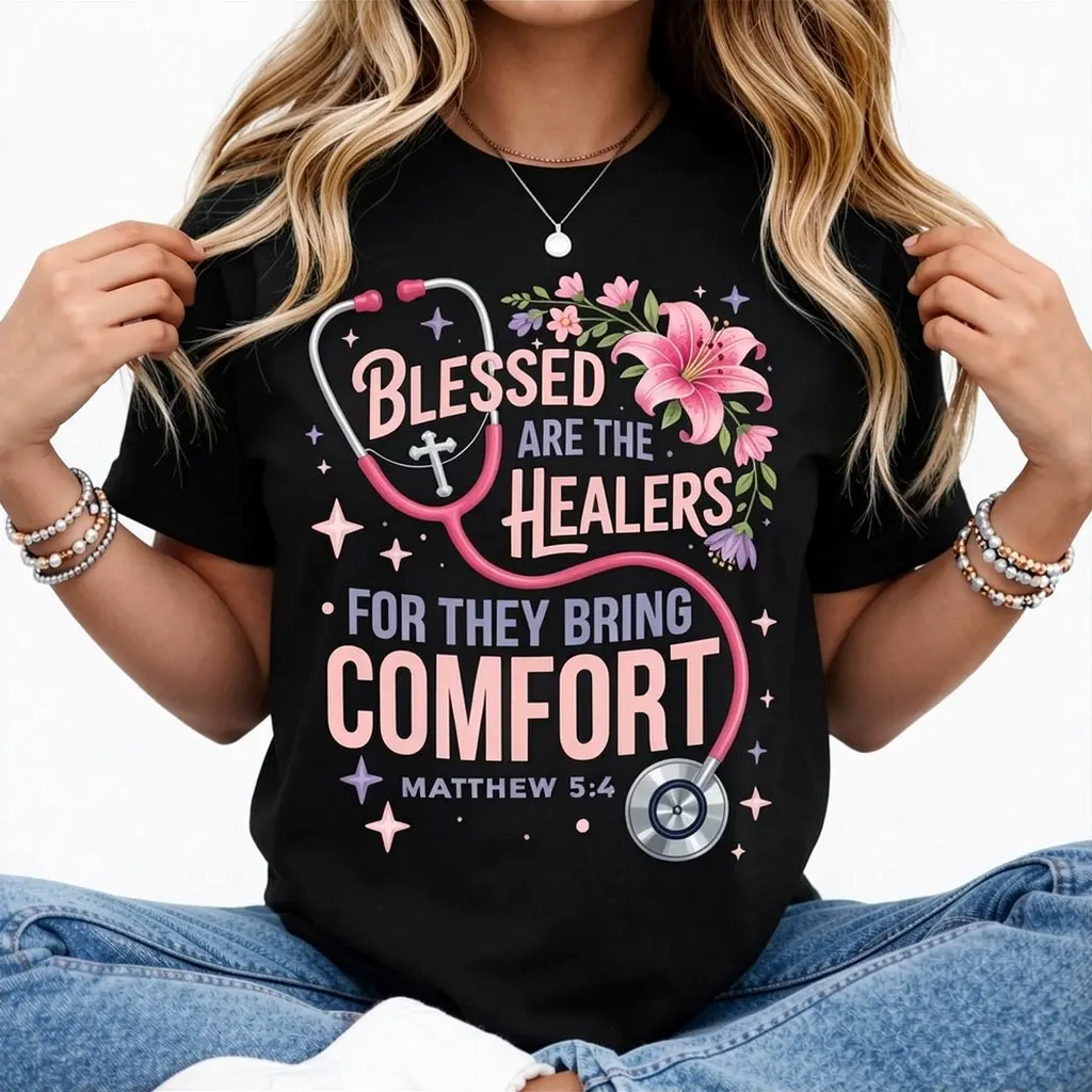Blessed are The Healers Jesus Faith God CNA Christian Nurse T-Shirt