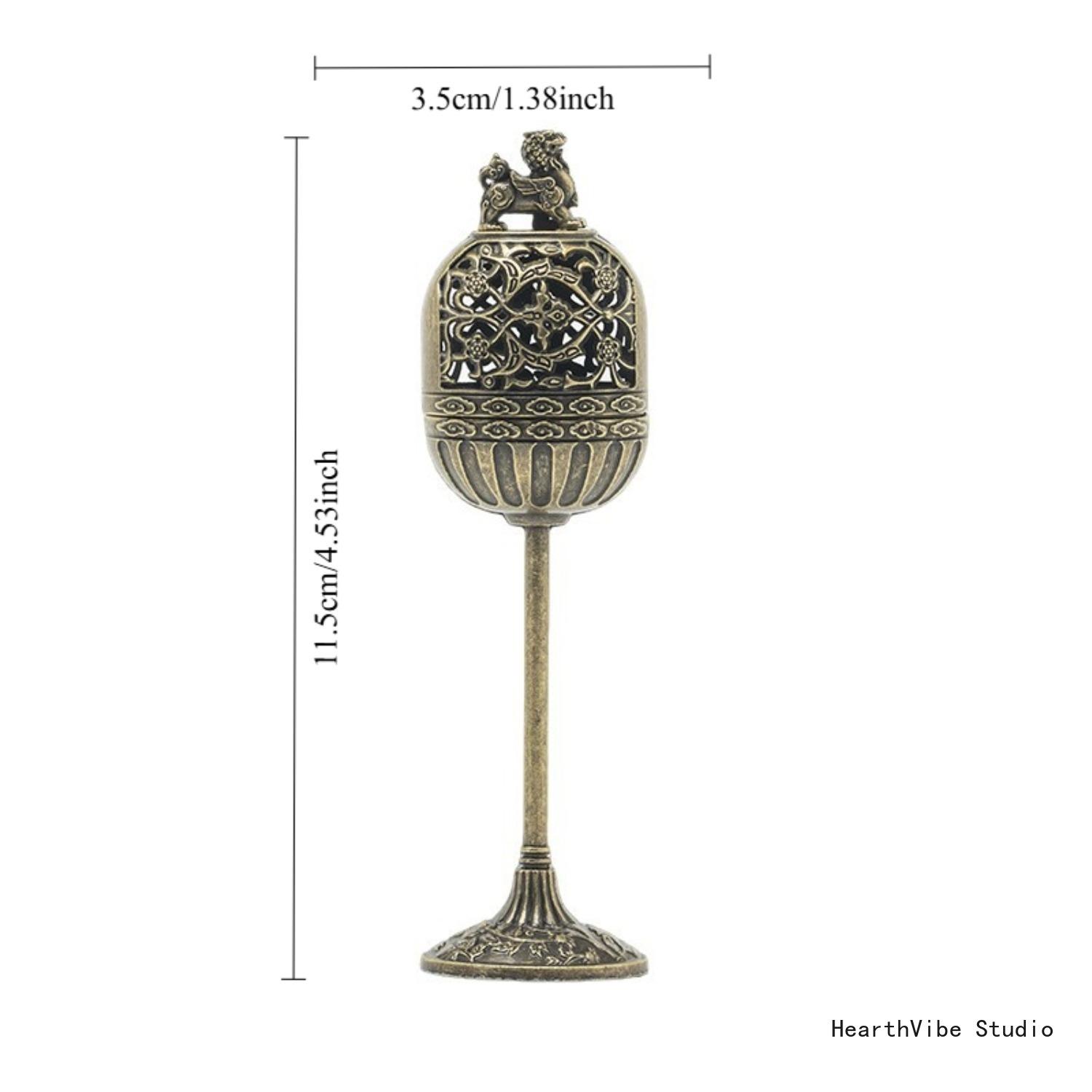 Wealth-Attracting Pixiu High-Foot Incense Burner — Qilin-Themed Palace Lantern-Style Censer — Compact Indoor Home Use Auspicious Cloud Coil Incense Holder — Lucky Elephant Aromatherapy Burner