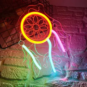 1 Colorful Dreamcatcher-Shaped Neon Sign – USB-Powered LED Neon Decor – Wall-Mounted Decorative Light for Bedrooms, Living Rooms, and Gardens，Birthday Gift