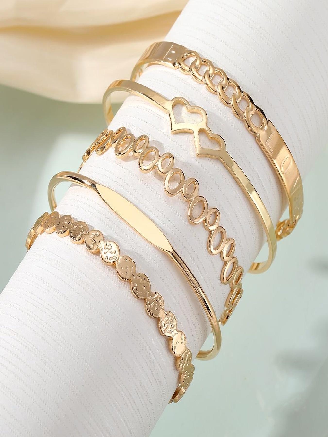 Love Heart Bracelet Set, Eco-Friendly Material, Perfect Gift for Girlfriend, Women's Daily Wear Jewelry