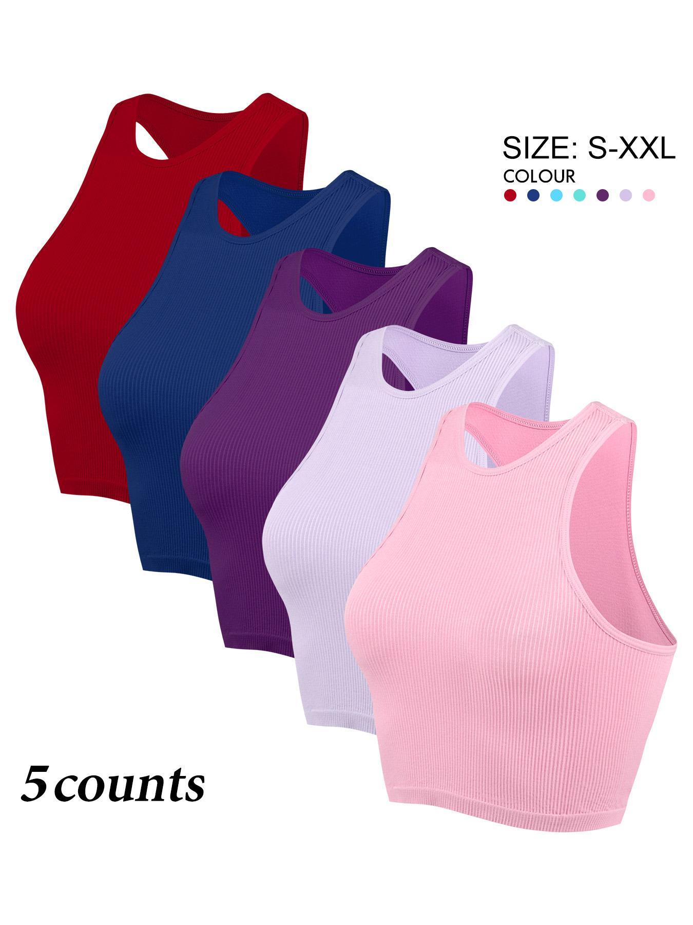 Women's Solid Color Racerback Sports Slim Fit Tank Top, Comfortable Breathable Round Neck Sleeveless Undershirt, Gymclothes, Ladies Sportswear for Indoor Outdoor Wear, Workout Clothes, Athletic Style Activewear, Activewear