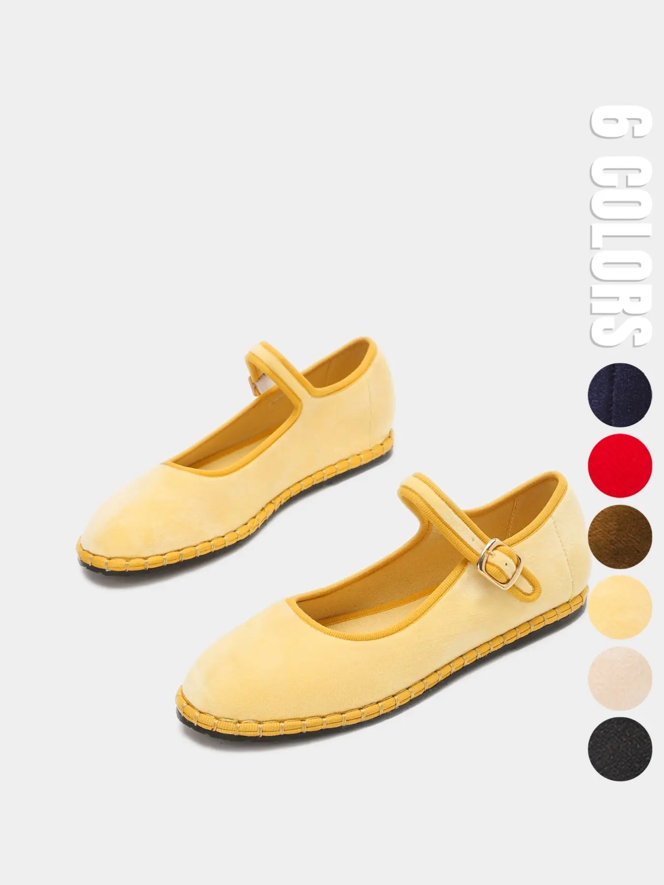 Women’s Mary Jane Flats, Suede-Look Round Toe Flat Shoes with Adjustable Buckle Strap for Daily Wear, Walking and Travel, Mary Jane Style