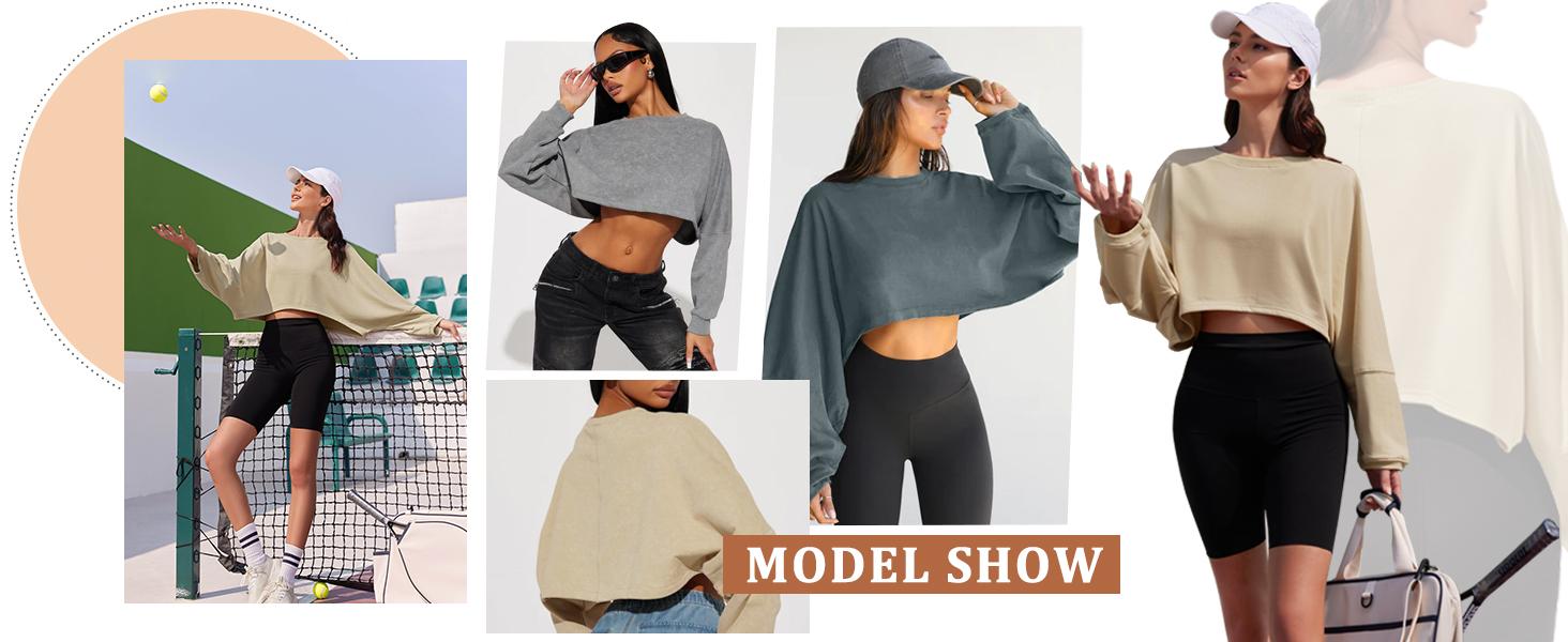 Imily Bela Womens Long Ballon Sleeve Sweatshirts Tops Cropped Crew Neck Loose Fit Casual Workout Shirts Imily Bela Womens Long Ballon Sleeve Sweatshirts Tops Cropped Crew Neck Loose Fit Casual Workout Shirts