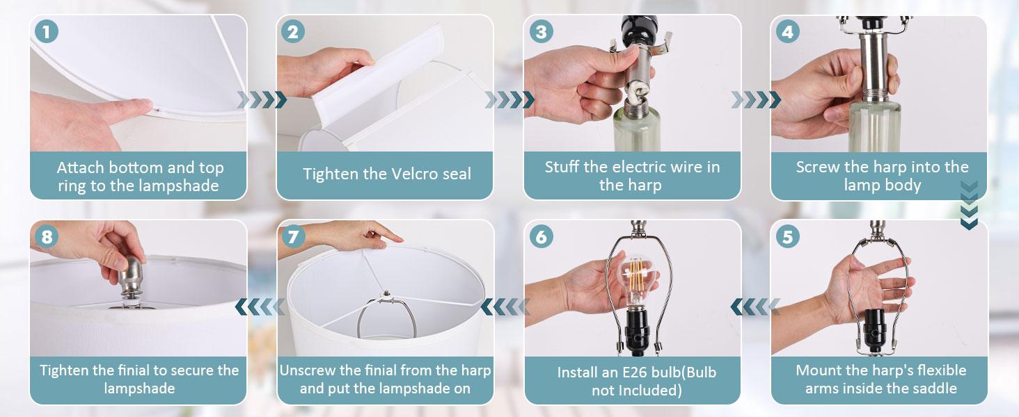 26in Tall Glass Table Lamps Set of 2 with 2 USB Charging Ports & LED Nightlight, Large Coastal Table Lamps for Living Room End Table, Modern Beach Lamps for Bedroom Bedside Nightstand