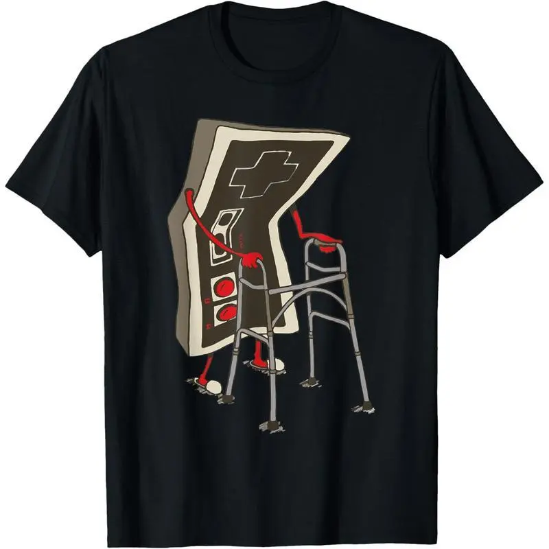 Women's Casual Natural Fashion Round Neck Short-Sleeve Old Gamer Retro Video Game Graphic T-Shirt, Fabric, Streetwear, Top, Tops, Cotton, Regular Fit, Graphic Print