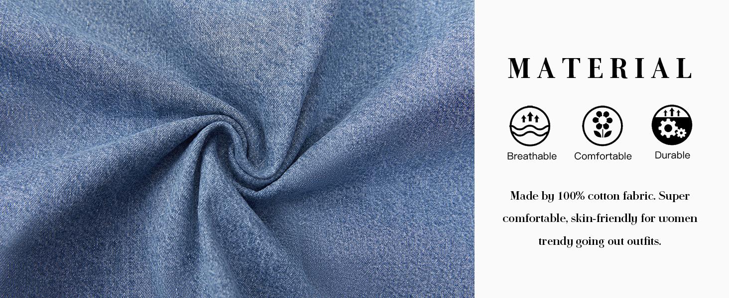 FMEYOA Womens Denim Tops Pullover Trendy Casual V Neck Loose Fit Puff Sleeve Jean Cotton Shirts FMEYOA Womens Denim Tops Pullover Trendy Casual V Neck Loose Fit Puff Sleeve Jean Cotton Shirts