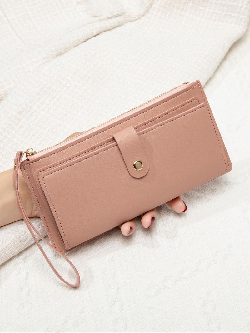 Women's Solid Color Zipper Long Wallet, Fashionable PuLeather Wallet, Multi-functional Card Holder for Daily Use，Christmas Gift, Valentine's Day Gift, Ideal Gift