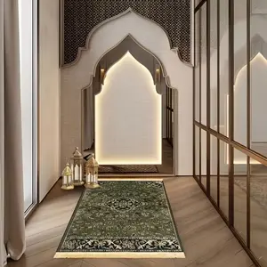 A thickened and widened Muslim prayer mat, soft and non-slip, Islamic style, Ramadan prayer blanket, for home use.