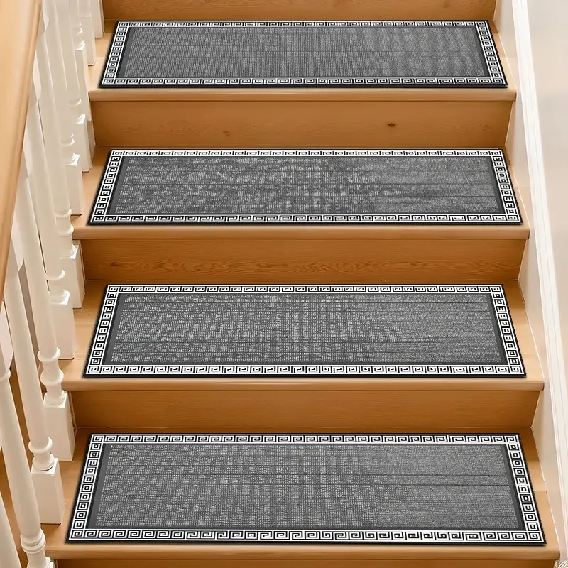 6/8/15pcs Vintage floral Diatom Mud Stair Treads, Super Absorbent Non Slip Carpet Mats for Wood Steps, Quick Drying Moisture Wicking Stair Runners, Anti Slip Washable Rugs for Dogs Kids Elderly