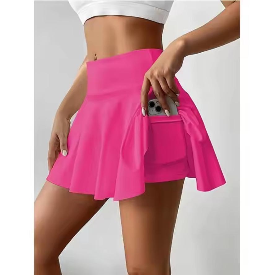 Women's High-Waisted Color Block Tennis Skirt | Slim Fit Sports Skort with Lined Shorts & Pockets for Workout & Casual Wear