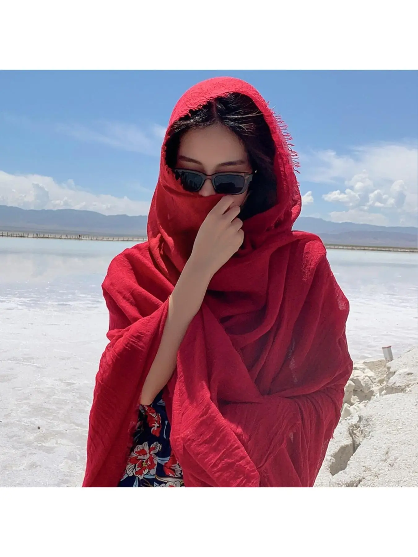 Bohemian style cotton and linen scarf, versatile for all seasons, long silk scarf, air conditioning room, sunscreen shawl, outerwear, Boho style scarf, Boho shawl wrap