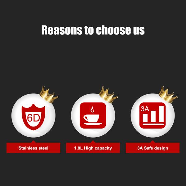 ZOKOP HD-1861-A 110V 1200W 1.8L Electric Glass Kettle US Plug with LED Lights, 360° Rotation Base, Auto Shut-off, and Mesh Filter for Spill Proof Pours Automatic