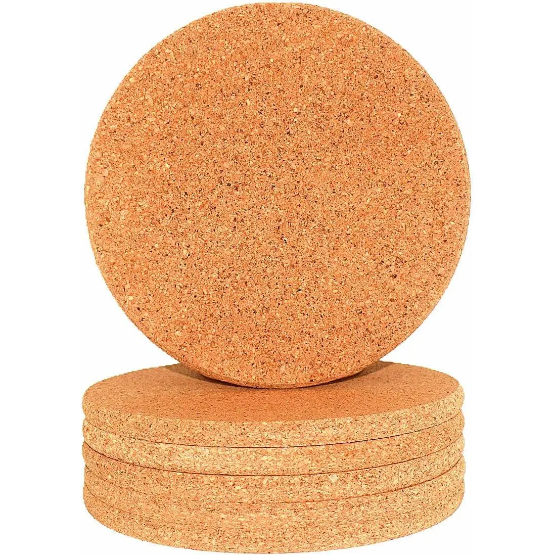 Cork tripod circular cork heat pad 6- set of high-density thick cork coaster set, 7.2 inch heat-resistant multifunctional cork board, kitchen cork insulation pad/cork  coaster, Brown