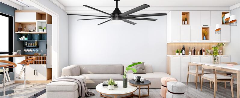 Large Ceiling Fans with Lights and Remote/APP Control, Indoor Outdoor Black Ceiling Fan for Kitchen, Living Room, Patio, 6 Speeds Reversible Quiet DC Motor, 8 Blades Large Ceiling Fans with Lights and Remote/APP Control, Indoor Outdoor Black Ceiling Fan for Kitchen, Living Room, Patio, 6 Speeds Reversible Quiet DC Motor, 8 Blades