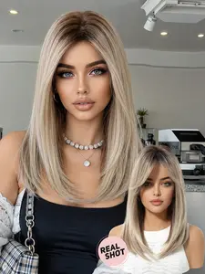 Women's Synthetic Wig with Bangs, Gradient, Deep Root, Natural Look, Daily/party/cosplay, Curly Hair, All Seasons, Synthetic Curly Wigs