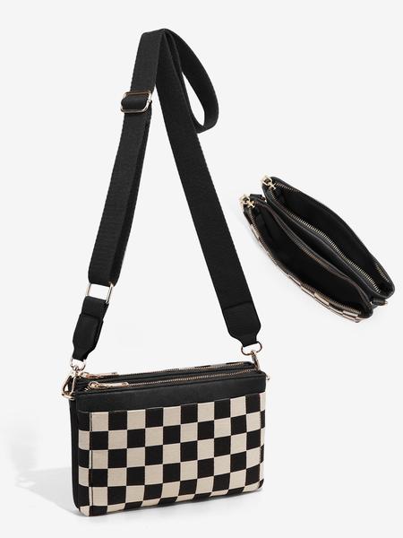 Checkered Portable Bag, Small Square Shoulder Wallet, Lightweight Single-Shoulder Coin Purse, Stylish and Practical Accessory, Geometric Pattern Bag