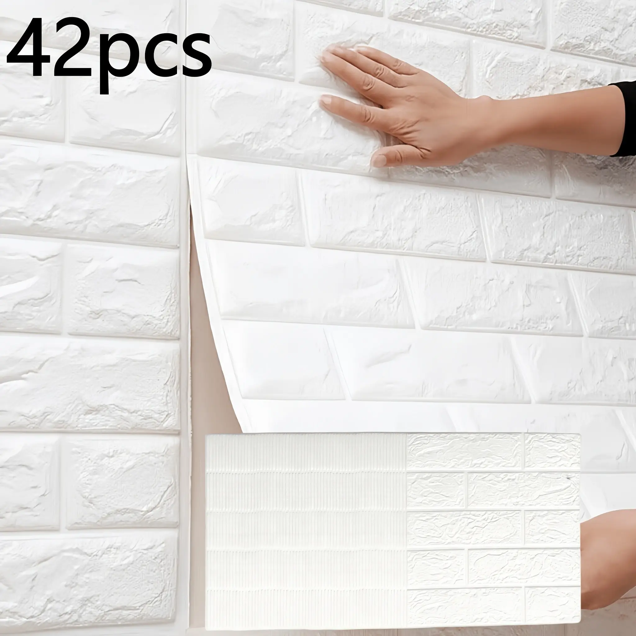 42pcs Self-Adhesive Waterproof Decorative Wallpaper, Sticky Wallpaper Peel And Stick, Bedroom Living Room Background Wall Decor, Thick Waterproof Brick Pattern Foam Wallpaper, Home Wall Stickers