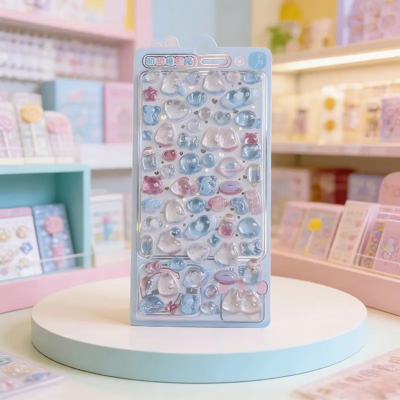 Self-Adhesive Glitter Stickers for Phone, Smartphone, Water Bottle, Notebook, Cute Animal & Heart Patterns, No Cutting, Easy Peel 3D Bubble Stickers