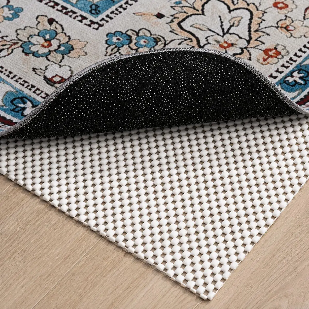 Non Slip Rug Pad Gripper for Hardwood Floors, 5x7 FT Anti Slide Rug Underlay, Eco Safe Odor Free, Cushioned Floor Protector, Cut-to-Size Multi-Purpose Pad