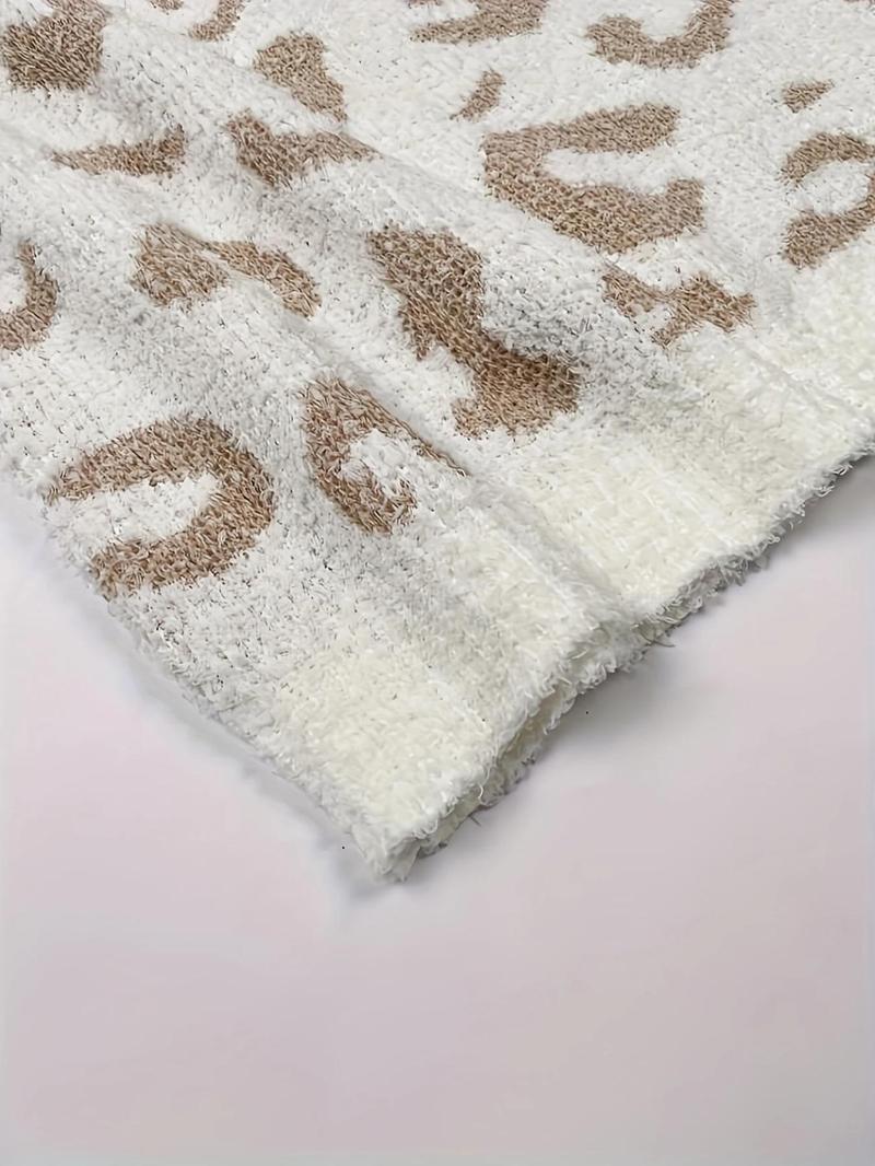 【COZY Soft Plush Feel】Women's Soft Plush Half Velvet Fall Winter Ultra-Soft Round Neck Leopard Print Top + Shorts Homeewear Sleepwear Set Leopard Print Pajamas