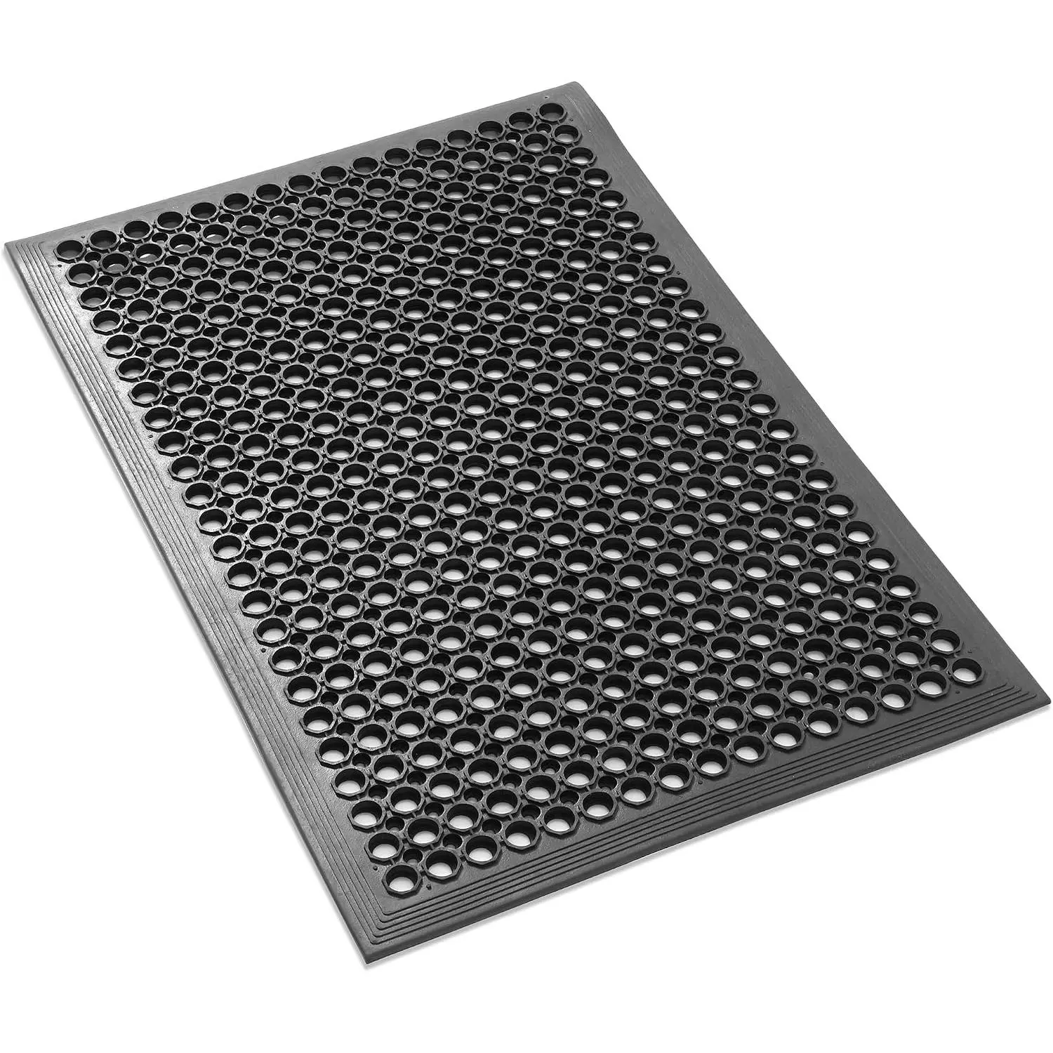 Rubber Floor Mat, 24" x 36" Anti- Drainage Mat, Non-Slip and  Resistant for Restaurants, Commercial Kitchens, Bar Floors, Black