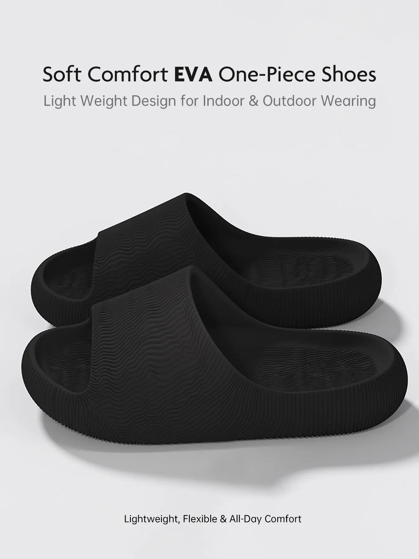 Unisex Thick Sole Wave Slides – EVA Non-Slip Cushioned Slippers for Indoor & Outdoor Footwear