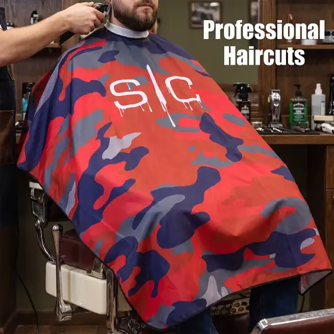 Camo Print Hair Cape, 1 Count Adjustable Haircut Apron, Durable Easy-Clean Fabric with Neck Strap & Side Ties, Professional Barber Accessories, Hair Cutting Accessories, Hairdresser Accessories