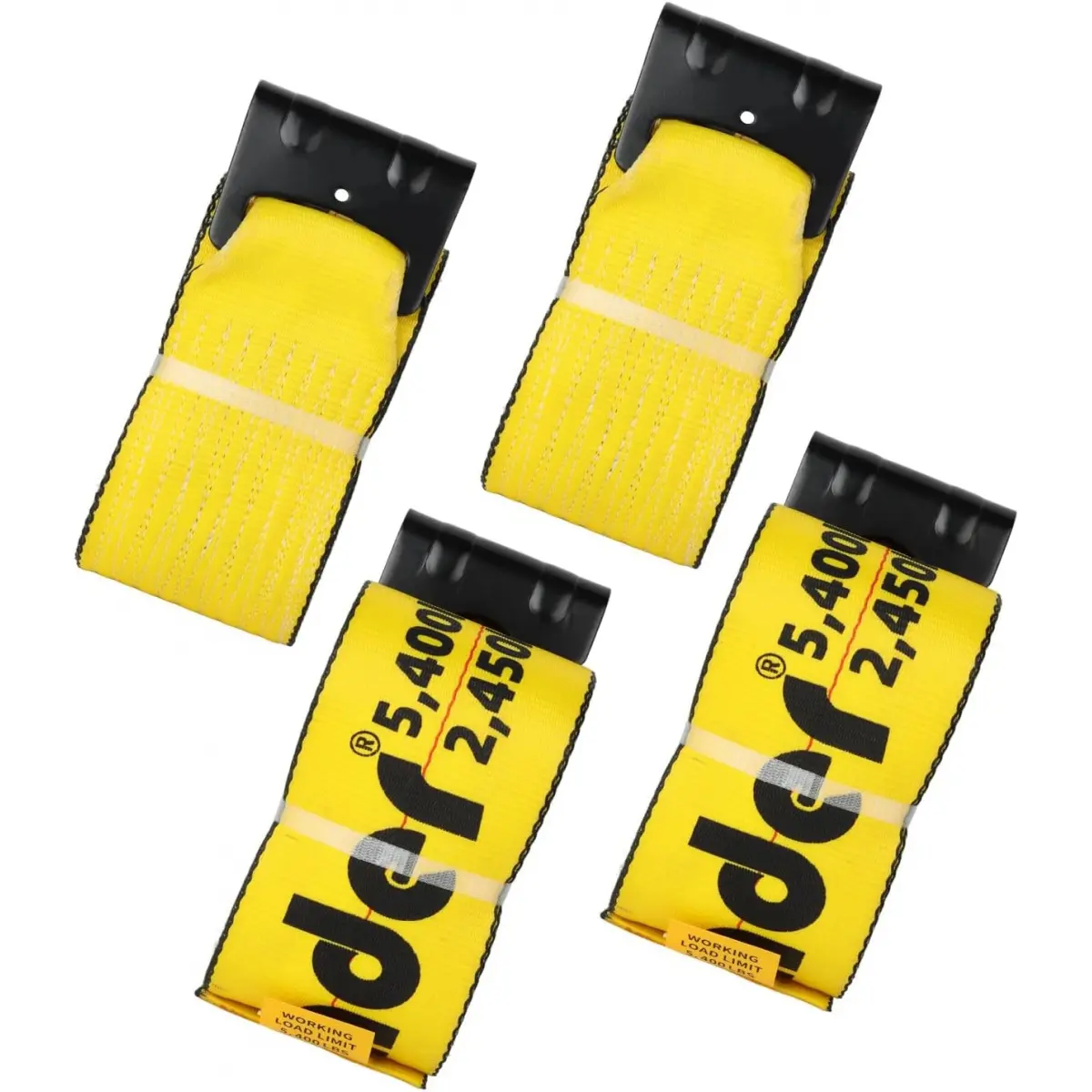4" x 30' Polyester Winch Straps with Flat Hook (4 Pack, Yellow) - 18740 lbs Load Capacity Flatbed Tie Downs, Cargo Securement Towing Aid Utility for Trucks, Trailers, Ice-Resistant Lifelong Performance, Kinedyne
