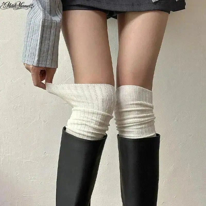 Fall Winter Women Solid Color Slouchy Stackable Knee‑High Socks, Soft Pure Cotton Warm Calf Socks, Cozy Casual Boot Socks for Daily Wear & Matching Boots