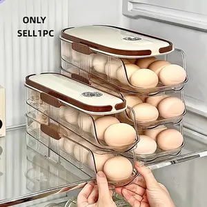 Multi-Layer Egg Rack, Space-Saving Refrigerator Egg Organizer, Automatic Rolling Egg Sorter, Large Capacity, Durable Plastic, Compact Storage
